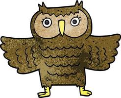 cartoon doodle owl with flapping wings vector