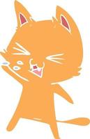 flat color style cartoon cat hissing vector