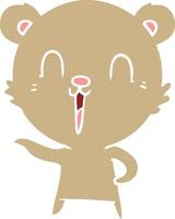 happy flat color style cartoon bear vector