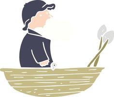 flat color style cartoon fisherman vector