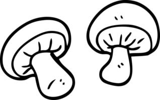 line drawing cartoon mushrooms vector