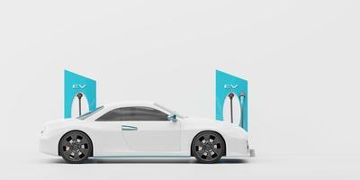 Electric vehicle EV car with Energy Station Charging 3D Rendering photo
