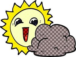 cartoon doodle sun and cloud vector