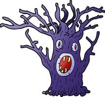 cartoon doodle spooky tree vector