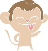 funny flat color style cartoon monkey vector