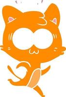 flat color style cartoon surprised cat running vector