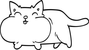 line drawing cartoon happy cat vector