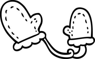 line drawing cartoon mittens vector