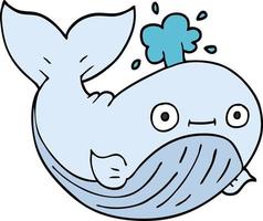 cartoon doodle sea whale vector