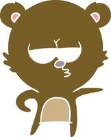 bored bear flat color style cartoon vector