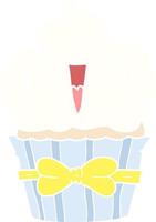 happy flat color style cartoon cupcake vector