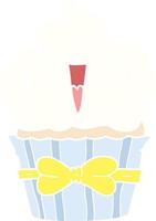 happy flat color style cartoon cupcake vector