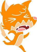angry flat color style cartoon fox running vector