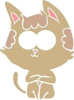 happy flat color style cartoon cat vector