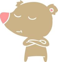 happy flat color style cartoon bear vector