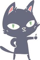 flat color style cartoon cat staring vector