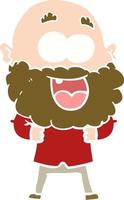 flat color style cartoon crazy happy man with beard vector