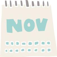 caricatura, garabato, calendario, actuación, mes, de, noviembre vector