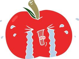 flat color style cartoon apple crying vector