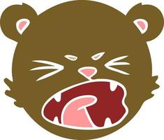 linda cara de oso de peluche de dibujos animados de estilo de color plano vector