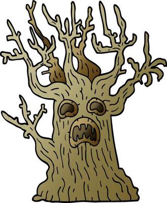 cartoon doodle spooky tree