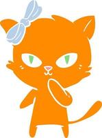 lindo gato de dibujos animados de estilo de color plano vector