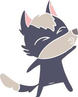 flat color style cartoon wolf pouting vector