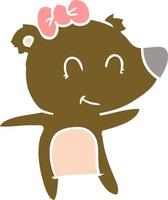 female bear flat color style cartoon vector