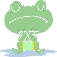 flat color style cartoon frog in puddle vector