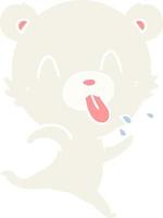 rude flat color style cartoon polar bear sticking out tongue vector