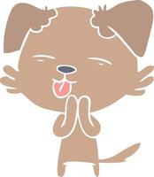 flat color style cartoon dog sticking out tongue vector