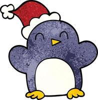 cartoon doodle christmas penguin vector