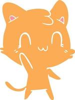 flat color style cartoon happy cat vector