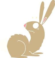 flat color style cartoon startled bunny rabbit vector