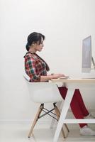 startup business, woman  working on desktop computer photo