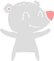 smiling bear flat color style cartoon vector