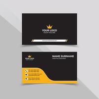 Company Business card design template in black and orange color vector