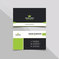 Company Business card design template in black white and green color vector