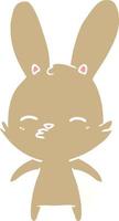 curious bunny flat color style cartoon vector