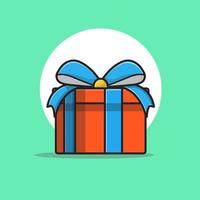 Gift Box With Ribbon Cartoon Vector Icon Illustration. Birthday Icon Concept Isolated Premium Vector. Flat Cartoon Style