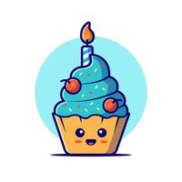 Cute Cake Cartoon Vector Icon Illustration. Food Recreation Icon Concept Isolated Premium Vector. Flat Cartoon Style