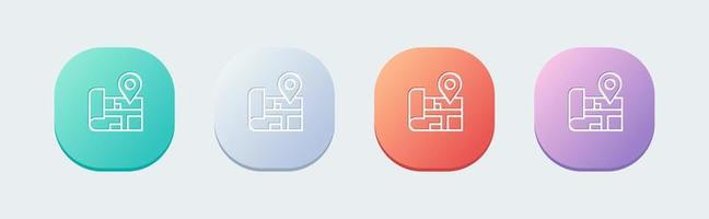 Maps line icon in flat design style. Location pin signs vector illustration.