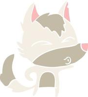 flat color style cartoon wolf whistling vector