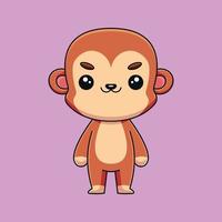 cute monkey cartoon doodle art hand drawn concept vector kawaii icon illustration