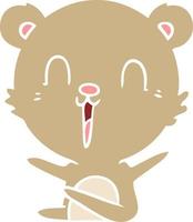 happy laughing flat color style cartoon bear vector