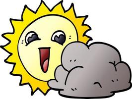 cartoon doodle sun and cloud vector