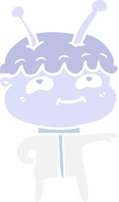 friendly flat color style cartoon spaceman pointing