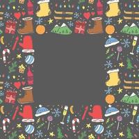 fondo de navidad. marco de año nuevo. doodle navidad y año nuevo ilustración con lugar para texto vector