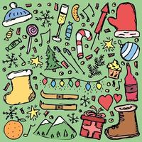 Christmas icons. New year background. Doodle illustration with christmas and new year icons vector