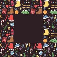 fondo de navidad. marco de año nuevo. doodle navidad y año nuevo ilustración con lugar para texto vector